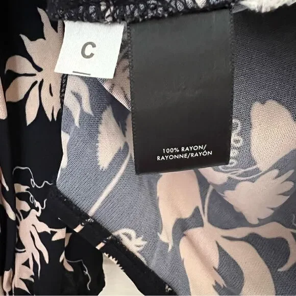 Ann Taylor Black Tan Floral Print Stretchy Long Sleeve Blouse Top Size SP - Picture 8 of 9